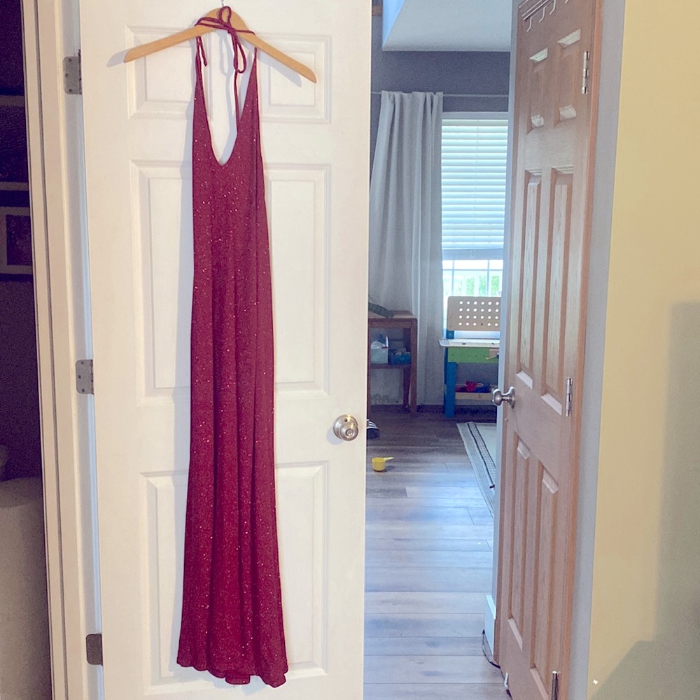 Long Red sparkle Prom dress